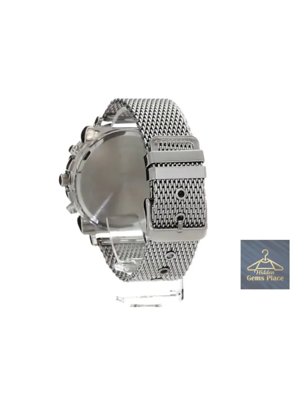 Men's Silver Mesh Watch – Analog Quartz, 48mm Case, Bracelet Strap